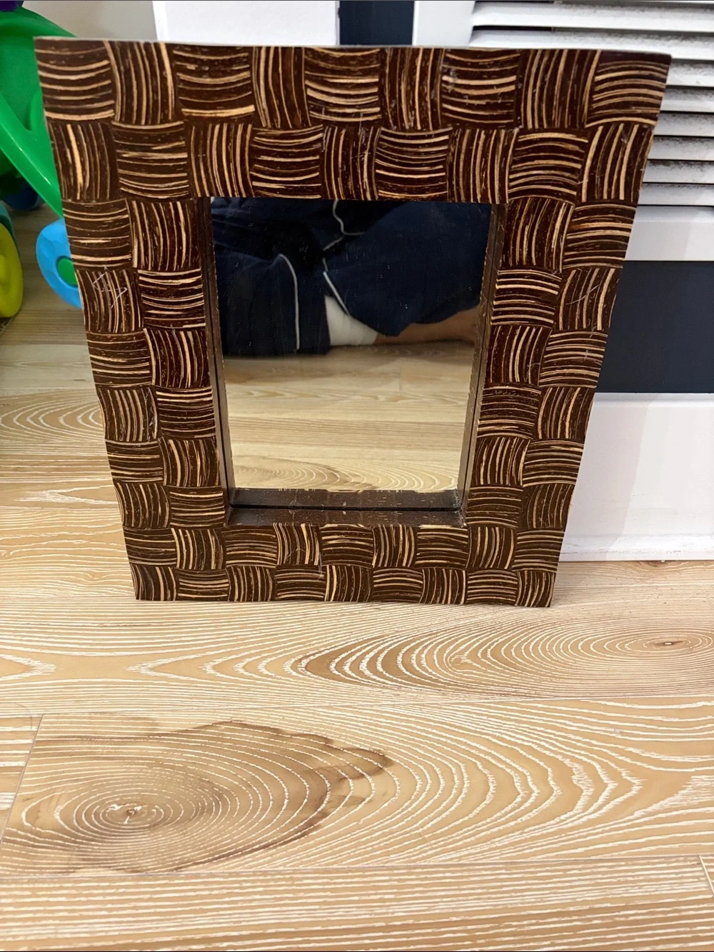 Handcrafted Brown Textured Wall Mirror - Decorative Home Wall Decor